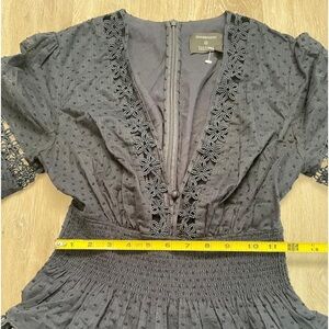 ZIMMERMAN Barney's NY Dark Navy Eyelet Lace Trim Dress Size 1/S NWOT MSRP $1200